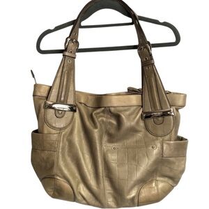 B. Makowsky Large Soft Croc Design Leather Shoulder Hobo Side Pocket Handbag